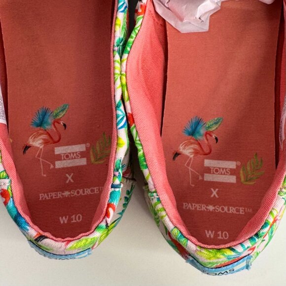 Women's 10 Toms X Paper Source Alpargata Flamingo Canvas Loafers - Picture 6 of 8